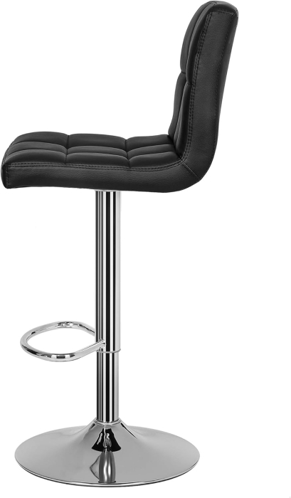 Set 2 scaune bar reglabile pe inaltime, cu spatar, sezut PU si suport picioare, rotatie 360Â°, 38x45x115 cm, negru [5]