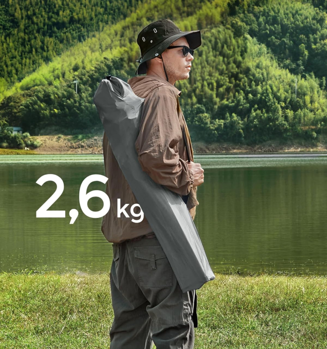 Set 2 scaune pliabile camping cu suport bauturi, husa transport, 150 kg, 54x86x97 cm, gri [6]