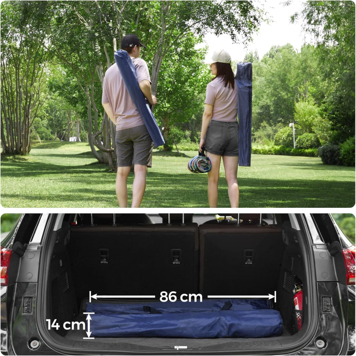 Set 2 scaune pliabile camping cu suport bauturi, husa transport, 52x84x81 cm, 120 kg, albastru [6]