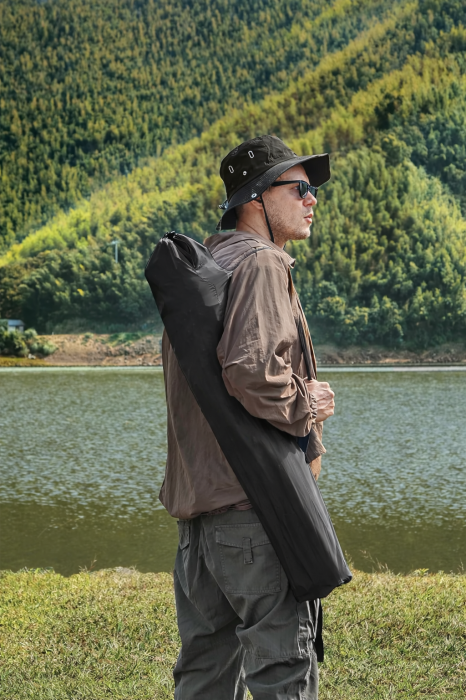 Set 2 scaune pliabile camping cu suport bauturi, husa transport, 52x84x81 cm, 120 kg, negru [3]