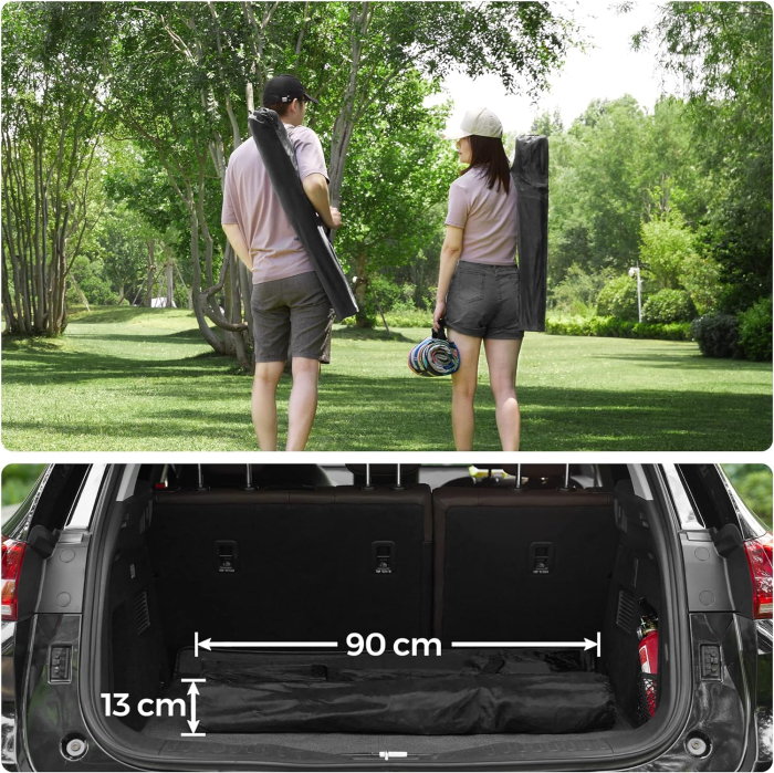 Set 2 scaune pliabile camping sau pescuit, cadru otel Oxford 600D, suport pahar, max 150 kg/buc, geanta transport, negru [16]