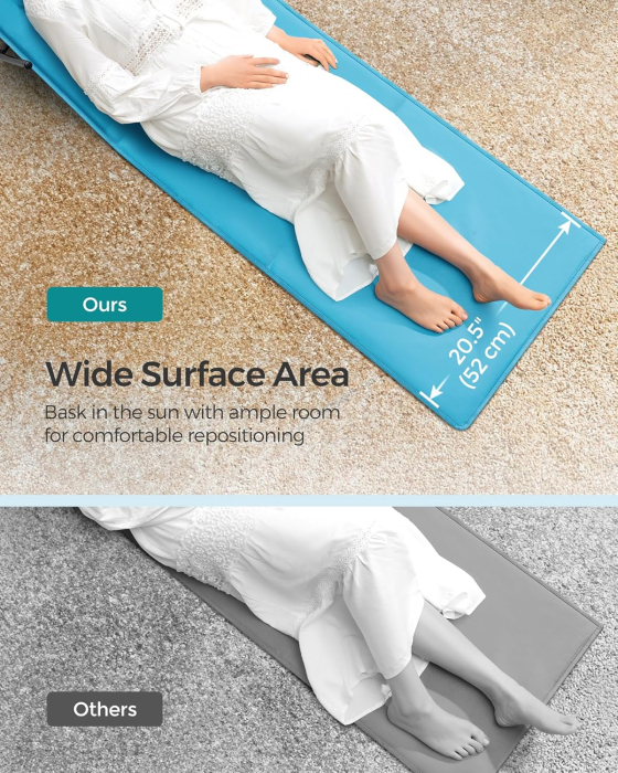 Set 2 sezlonguri plaja pliabile, spatar reglabil 4 pozitii, perna si buzunar incluse, otel galvanizat, max 150 kg, 158x55 cm, albastru [5]