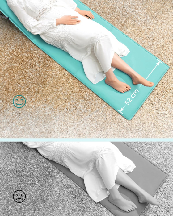 Set 2 sezlonguri plaja pliabile, spatar reglabil 4 pozitii, perna si buzunar incluse, otel galvanizat, max 150 kg, 158x55 cm, albastru turqoise [7]