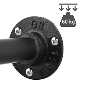 SONGMICS Set 2 sine metalice de agatat haine, montare pe perete, aspect industrial, 112x30x30cm, negru [2]