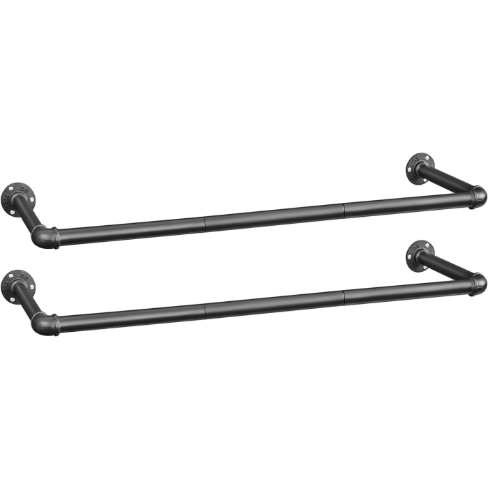SONGMICS Set 2 sine metalice de agatat haine, montare pe perete, aspect industrial, 92x30x8cm, negru [1]