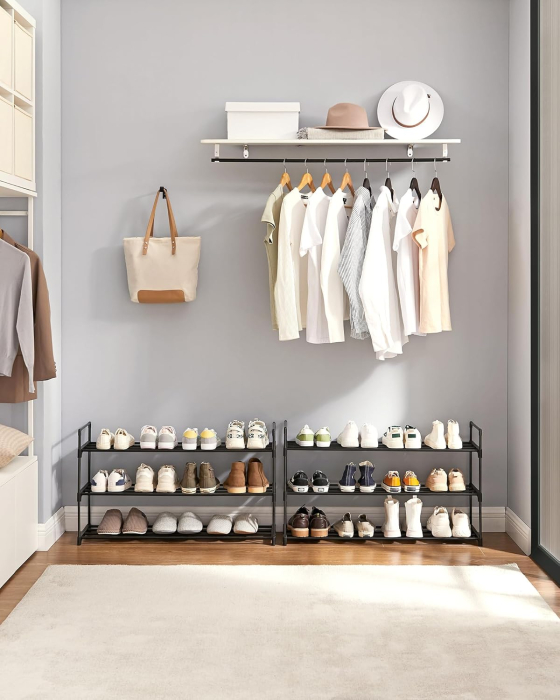 Set 2 suporturi pentru pantofi cu 3 niveluri, structura metalica, 30x92x54 cm, negru [6]