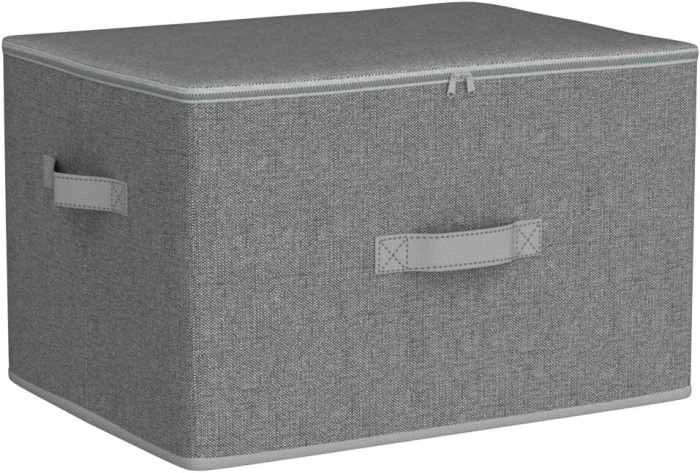 Set 3 cutii de depozitare pliabile, organizatoare pentru dulap, textil, 40x30x25 cm, gri [2]