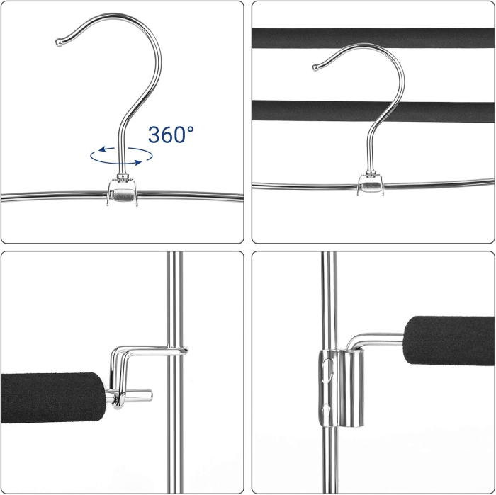 Set 3 umerase multifunctionale pentru pantaloni cu 5 bare rotative la 90° fiecare pentru economisirea spatiului in dulap, protectie antialune [7]