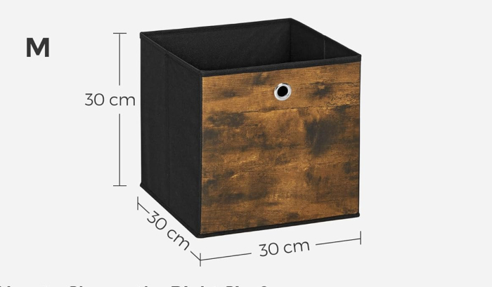 Set 6 cutii depozitare pliabile cu maner, textil oxford, compatibile raft cubic 30 cm, 30x30x30 cm, maro rustic [8]