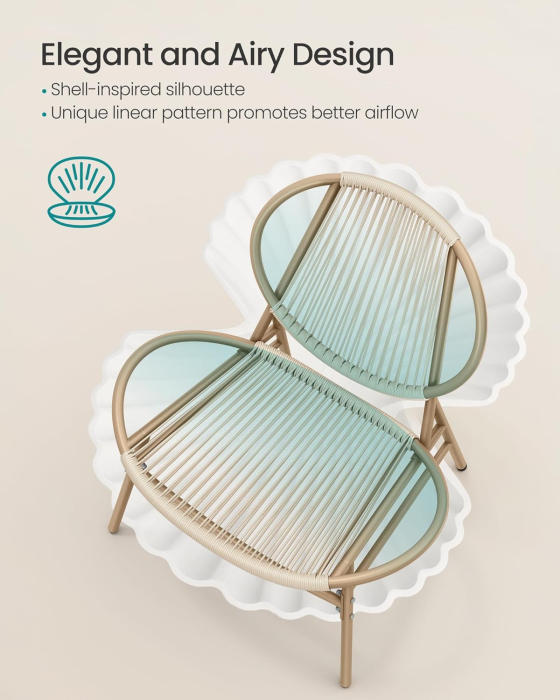 Set bistro gradina 3 piese, scaune Acapulco si masa diametru 50 cm, cadru metalic, maro [6]