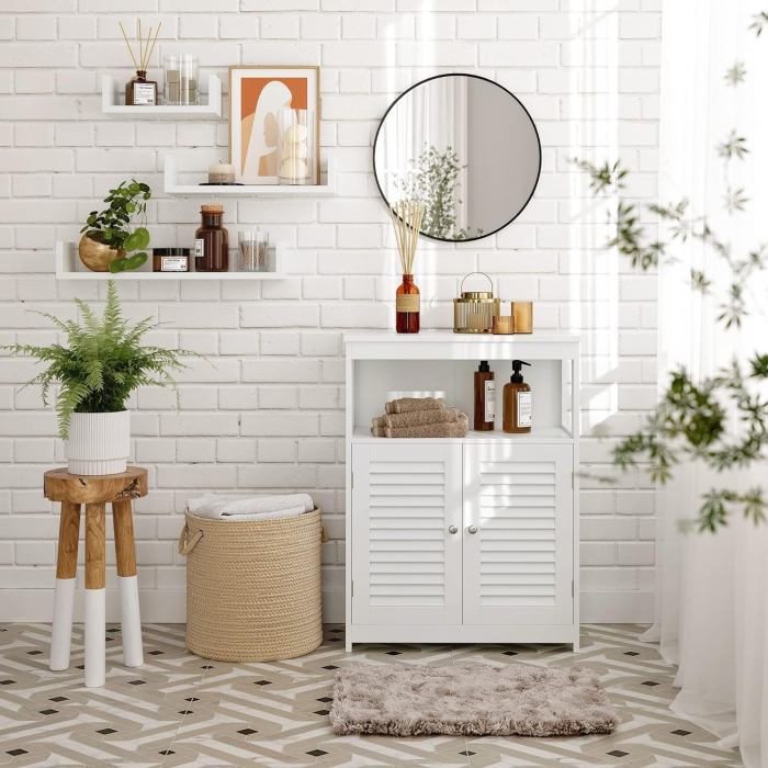 Set de 3 rafturi de perete plutitoare, MDF lucios, 30/45/60 cm, alb [2]