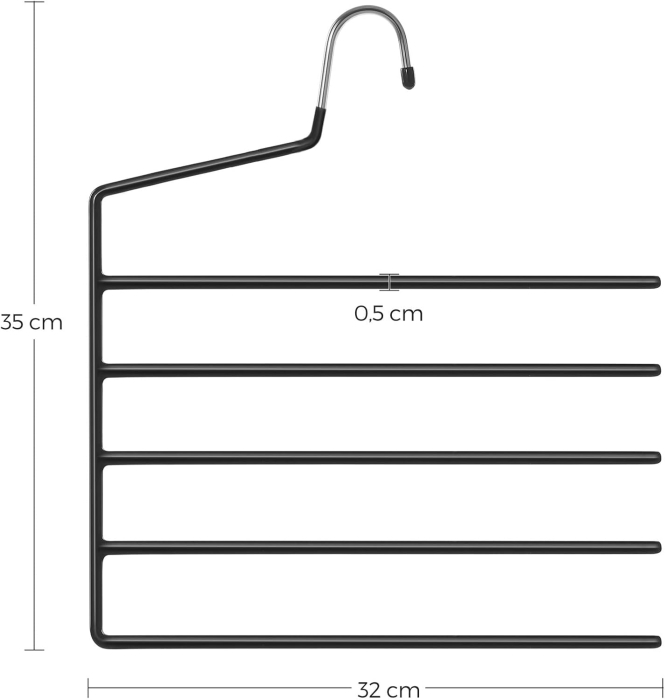 SONGMICS Set de 4 umerase pentru pantaloni, cu 5 bare, 32x35cm, negru [5]