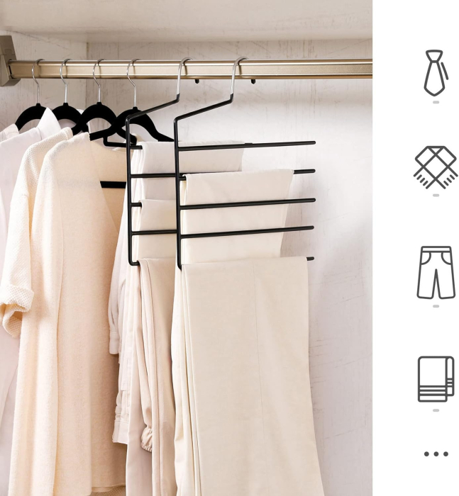 SONGMICS Set de 4 umerase pentru pantaloni, cu 5 bare, 32x35cm, negru [3]