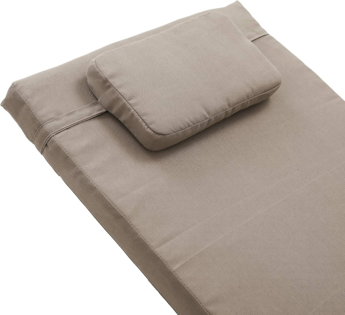 Sezlong gradina cu saltea groasa si tetiera, ratan PE si metal, maxim 150 kg, 195x65x40 cm, maro [5]