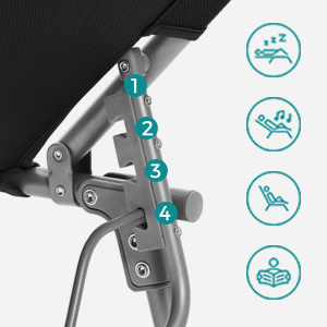 Sezlong pliabil cu parasolar si tetiera, spatar reglabil 4 pozitii, tesatura sintetica respirabila, max 150 kg, 193x53x29 cm, negru [12]