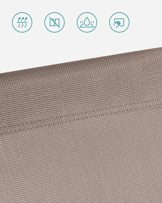 Sezlong pliabil cu parasolar si tetiera, spatar reglabil 4 pozitii, tesatura sintetica respirabila, max 150 kg, 200x71x38 cm, taupe [6]