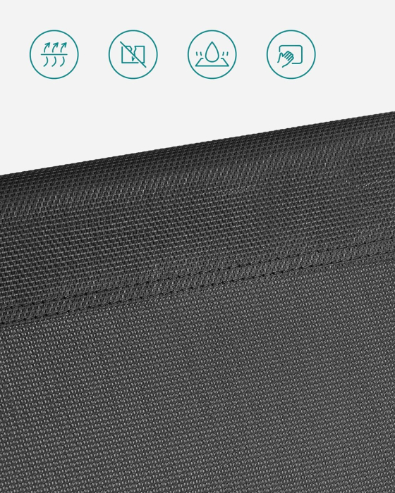 Sezlong pliabil cu parasolar si tetiera, spatar reglabil 4 pozitii, tesatura sintetica respirabila, max 150 kg, 200x71x38 cm, gri [13]