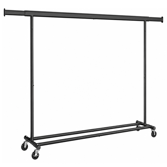 Suport haine cu roti, extensibil 160-200 cm, sarcina heavy duty otel 150 kg, roti blocabile, negru [2]