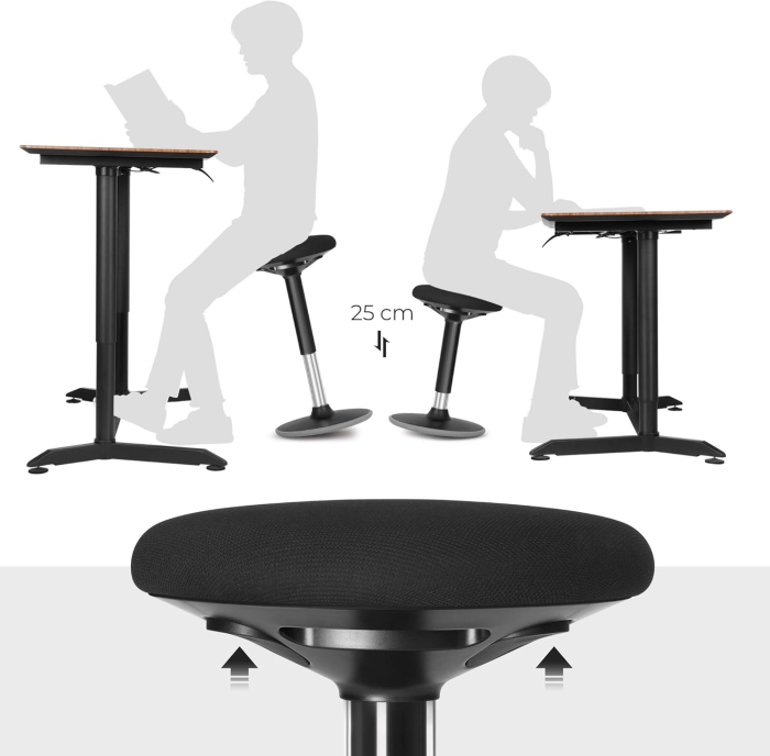 Taburet birou ergonomic, inclinare multidirectionala, rotativ 360Â°, reglabil pe inaltime 56-81 cm, negru [6]