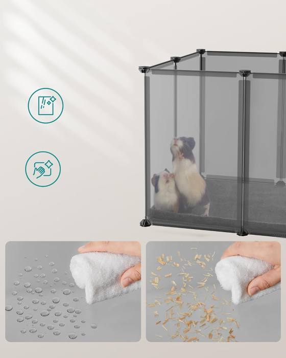 SONGMICS Tarc modular pentru animale mici, ABS, configurabil, 125x63x42 cm, gri [6]