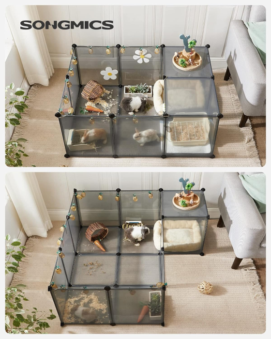 Tarc pentru animale de companie, din plastic, DIY, configurabil, 143x73x46cm, gri [2]
