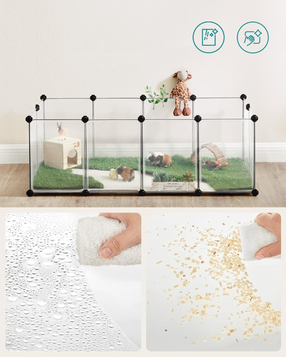 Tarc pentru animale mici rozatoare, din plastic, modulara, 125x63x42 cm, alb [2]