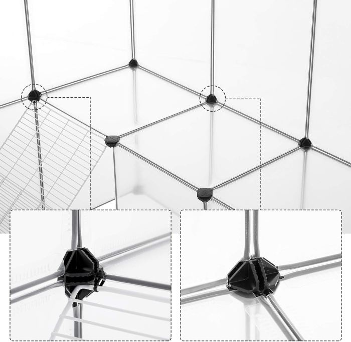 Tarc animale mici rozatoare plastic modular diy, 143x108x92 cm, panouri transparente, alb [8]
