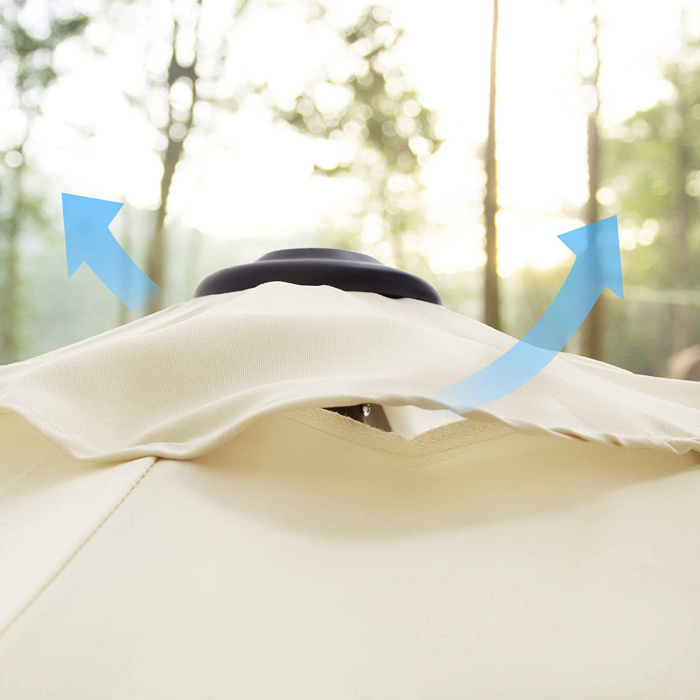 Umbrela de gradina 200 cm, inclinare dubla 30Â°, poliester UPF 50+, cadru metalic, bej [8]