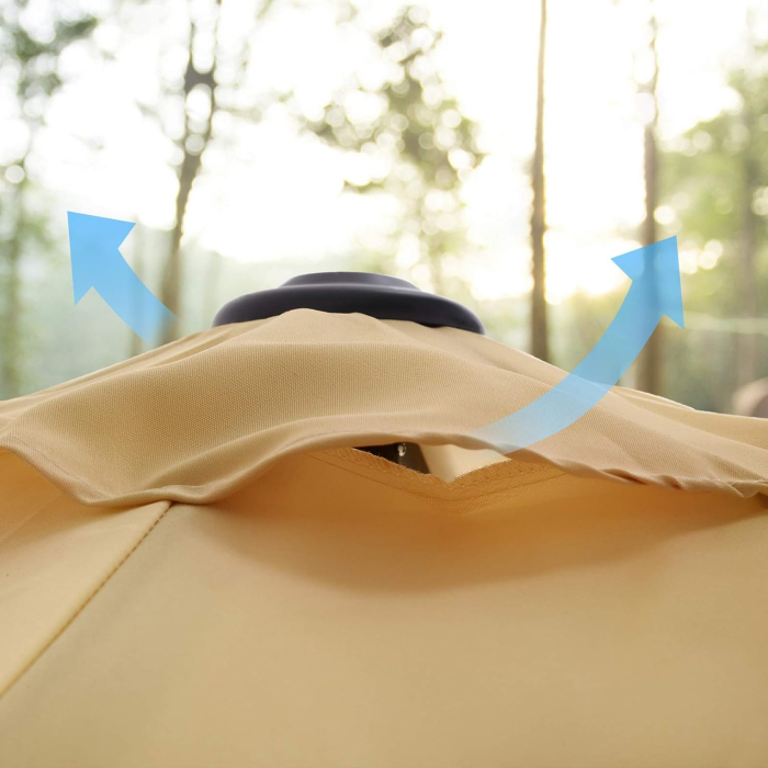 Umbrela de gradina 200 cm, inclinare dubla 30Â°, poliester UPF 50+, cadru metalic, maro taupe [2]