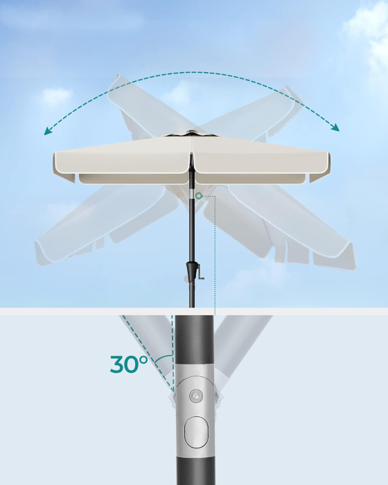 Umbrela de gradina cu manivela, 200x150 cm, UPF 50+, inclinare 30Â°, structura metalica, bej [3]