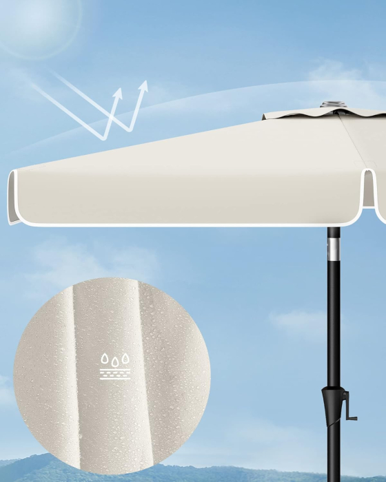 Umbrela de gradina cu manivela, 200x150 cm, UPF 50+, inclinare 30Â°, structura metalica, bej [5]