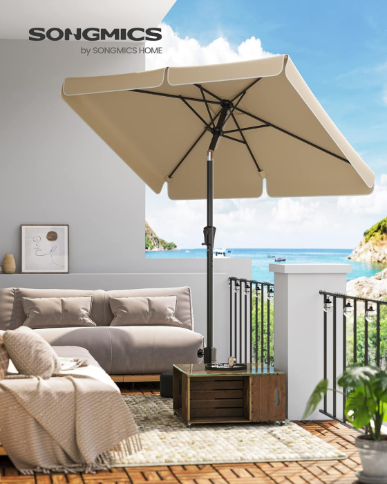 Umbrela de gradina cu manivela, 200x150 cm, UPF 50+, inclinare 30Â°, structura metalica, maro taupe [4]