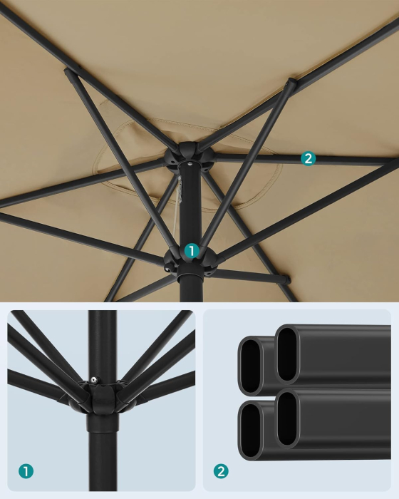 Umbrela de gradina cu manivela, 200x150 cm, UPF 50+, inclinare 30Â°, structura metalica, maro taupe [5]