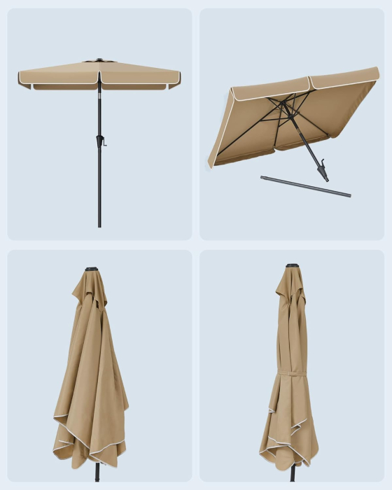 Umbrela de gradina cu manivela, 200x150 cm, UPF 50+, inclinare 30Â°, structura metalica, maro taupe [2]