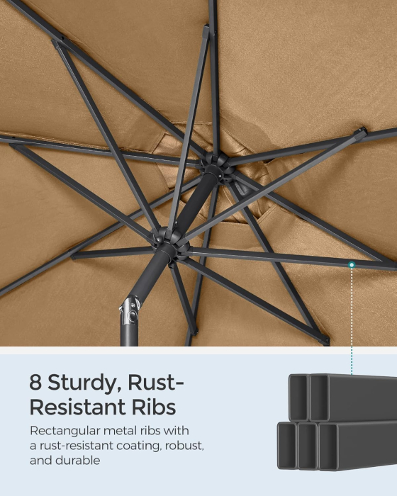 Umbrela de gradina, cu manivela pentru deschidere, sistem inclinare, 300cm, taupe [4]