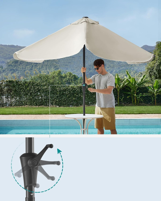 Umbrela de gradina cu manivela, UPF 50+, inclinare 30Â°, structura metalica, 300x200 cm, bej [3]