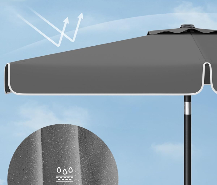 Umbrela de gradina cu manivela, UPF 50+, inclinare 30Â°, structura metalica, 300x200 cm, gri [5]