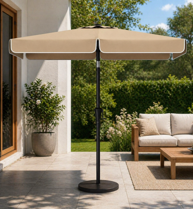 Umbrela de gradina cu manivela, UPF 50+, inclinare 30Â°, structura metalica, 300x200 cm, maro taupe [2]