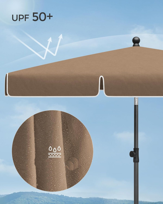 Umbrela terasa gradina sau plaja, cu inclinare 2 directii, protectie UV UPF 50+, husa inclusa, 200x125cm, maro taupe [6]