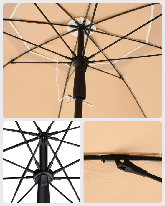 Umbrela terasa sau plaja cu inclinare si husa protectie, diametru 160 cm, taupe [6]