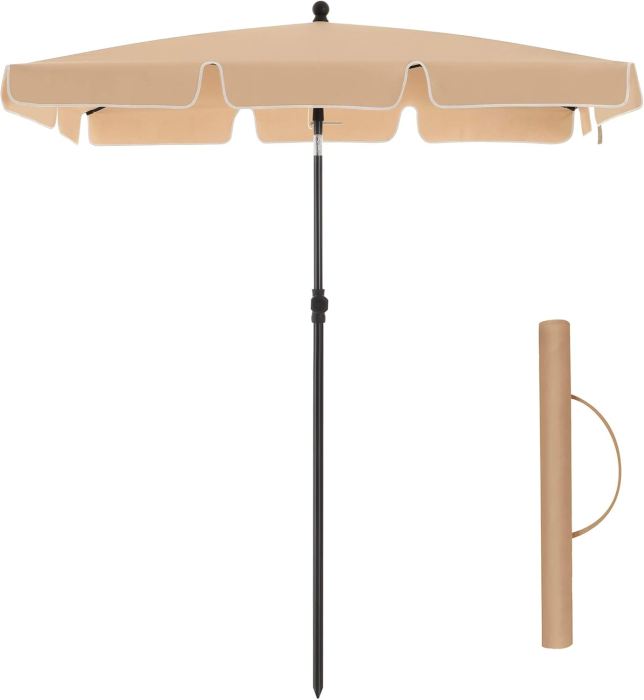 Umbrela terasa gradina sau plaja, inclinare 2 directii, protectie UV UPF 50+, 180x125 cm, maro taupe [2]