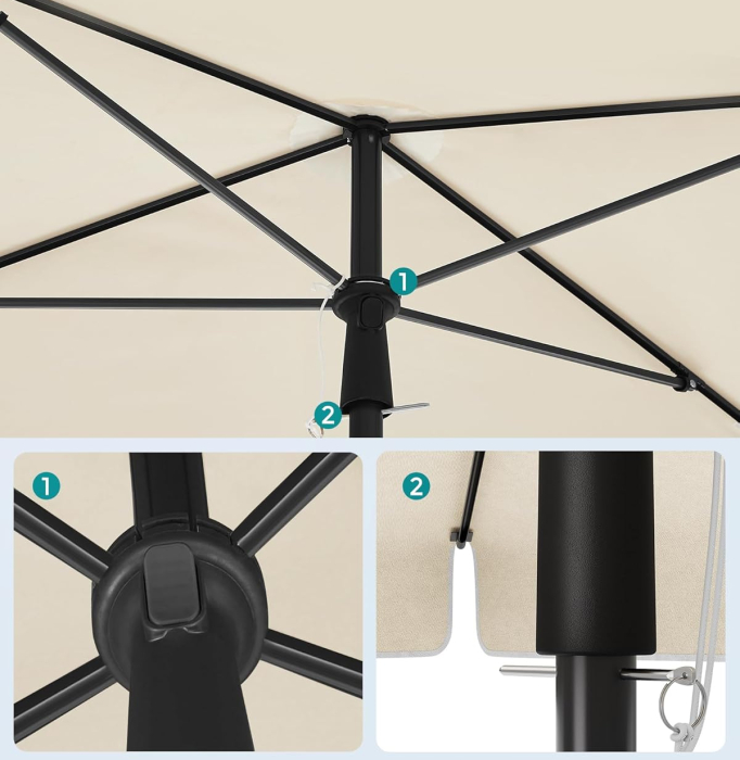 Umbrela terasa sau gradina reglabila, inclinare 2 directii, protectie UV UPF 50+, husa inclusa, 230x150 cm, bej [3]