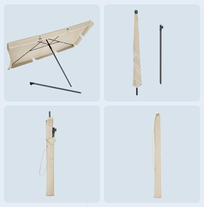 Umbrela terasa sau gradina reglabila, inclinare 2 directii, protectie UV UPF 50+, husa inclusa, 230x150 cm, bej [5]