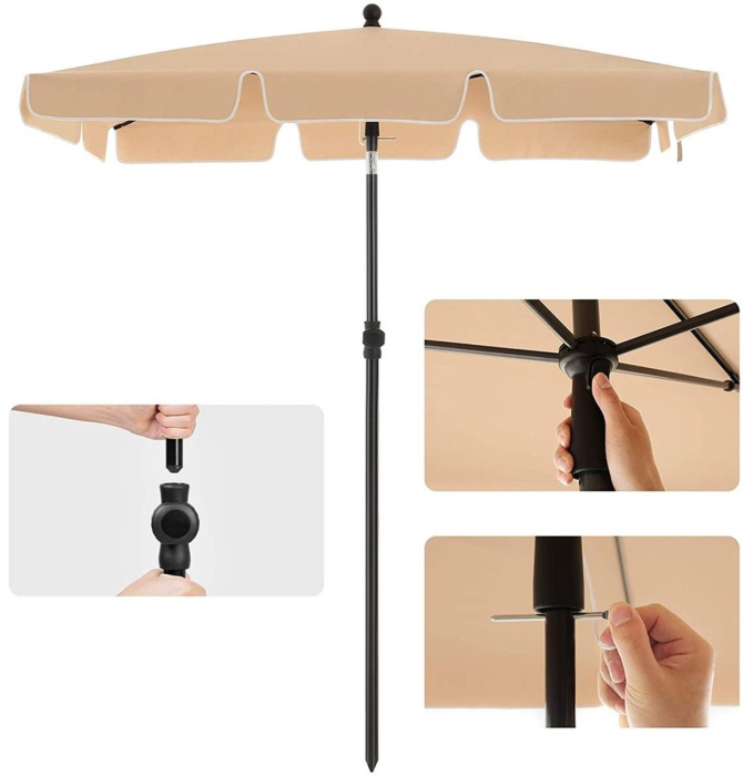 Umbrela terasa sau gradina reglabila, inclinare 2 directii, protectie UV UPF 50+, husa inclusa, 230x150 cm, maro taupe [5]