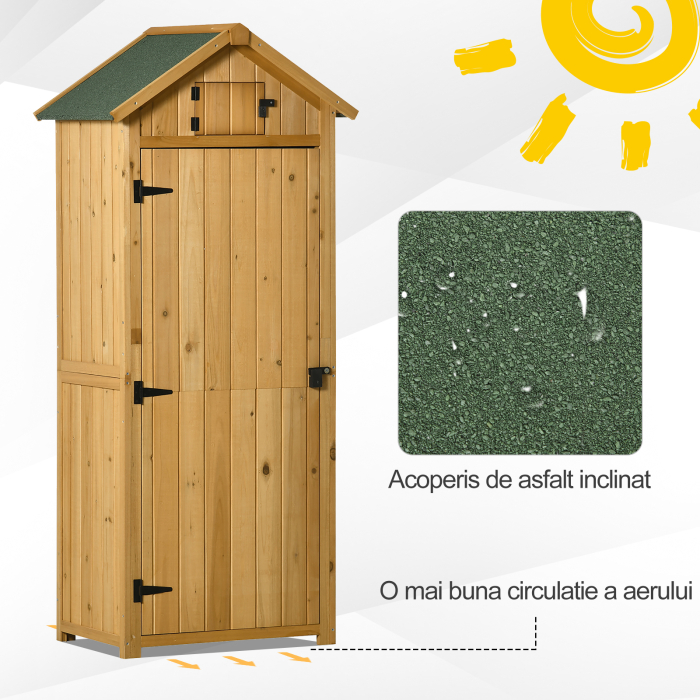  sopron de Gradina din Lemn Impermeabil, 77x54.2x179 cm, Galben [6]