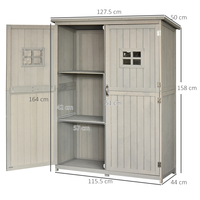  Sopron Lemn 127,5×50×164 cm - Casuta Gradina cu Polite si Usi Duble [3]