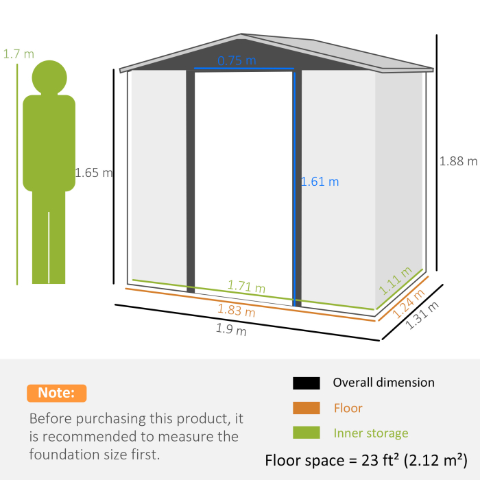  sopron Metalic de Depozitare pentru Gradina, 6.2 x 4.3 ft [3]