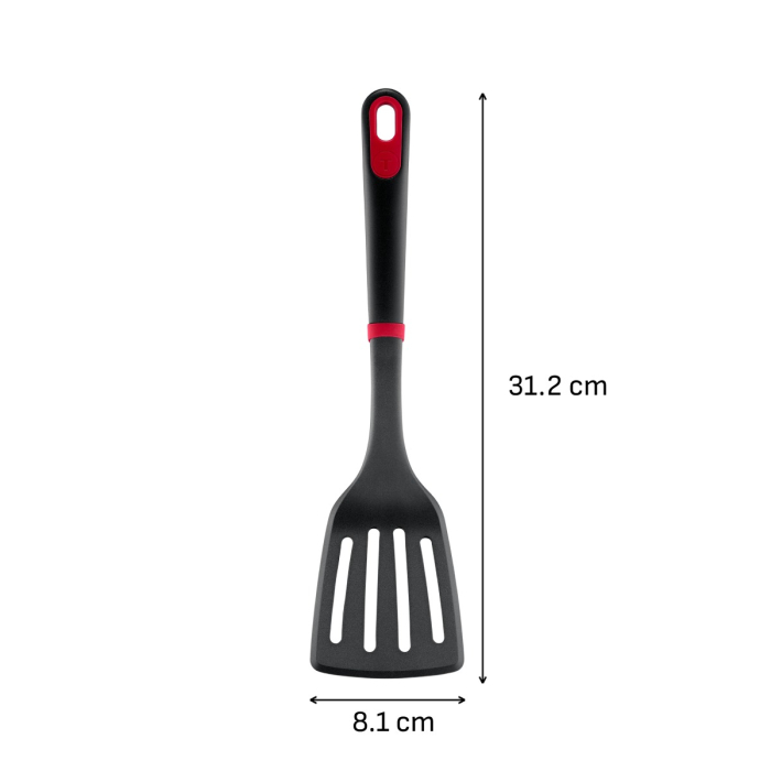 Spatula cu fante Tefal Ingenio+ K1984634, rezistenta la temperaturi inalte, compatibilitate cu masina de spalat vase, plastic, negru & rosu [11]