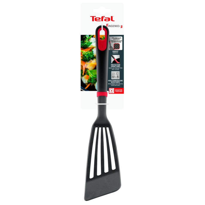 Spatula cu fante Tefal Ingenio+ K1984734, rezistenta la temperaturi inalte, compatibilitate cu masina de spalat vase, plastic, negru & rosu [11]