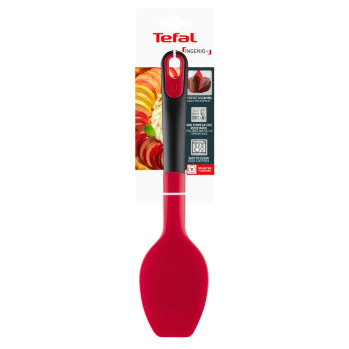 Spatula tip lingura Tefal Ingenio+ K1984534, rezistenta la temperaturi inalte, compatibilitate cu masina de spalat vase, silicon, rosu & negru [10]